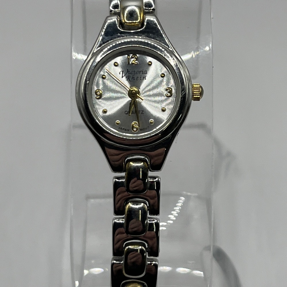 Victoria Rhein Silver Tone Dial Round Case Women's Quartz Watch- New Battery!